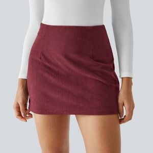 Halara High Waisted 2-in-1 A Line Mini Corduroy Casual Skirt